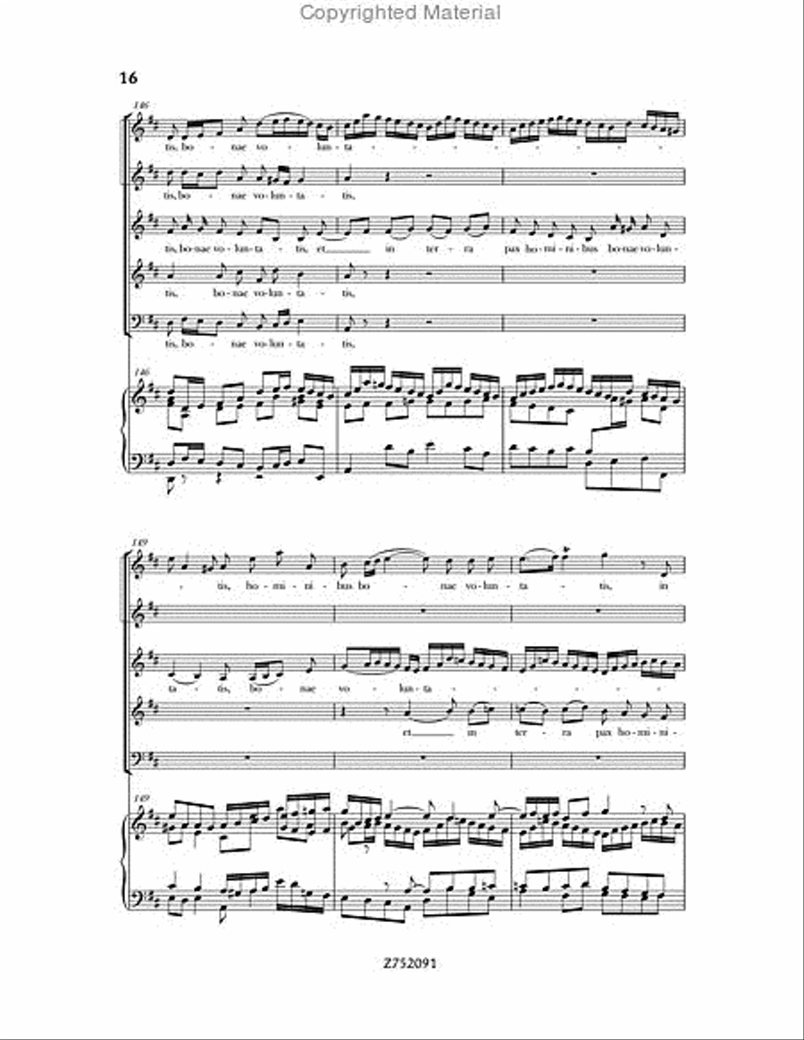 Cantata No. 191: Gloria in Excelsis Deo, BWV 191 4-Part scores gallery preview page 16