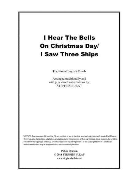 I Heard The Bells On Christmas Day/I Saw Three Ships Medley - Lead sheet arranged in traditional and