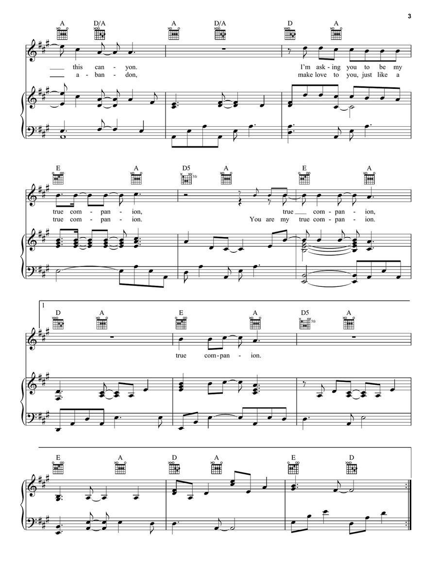 True Companion Piano, Vocal, Guitar scores gallery preview page 3