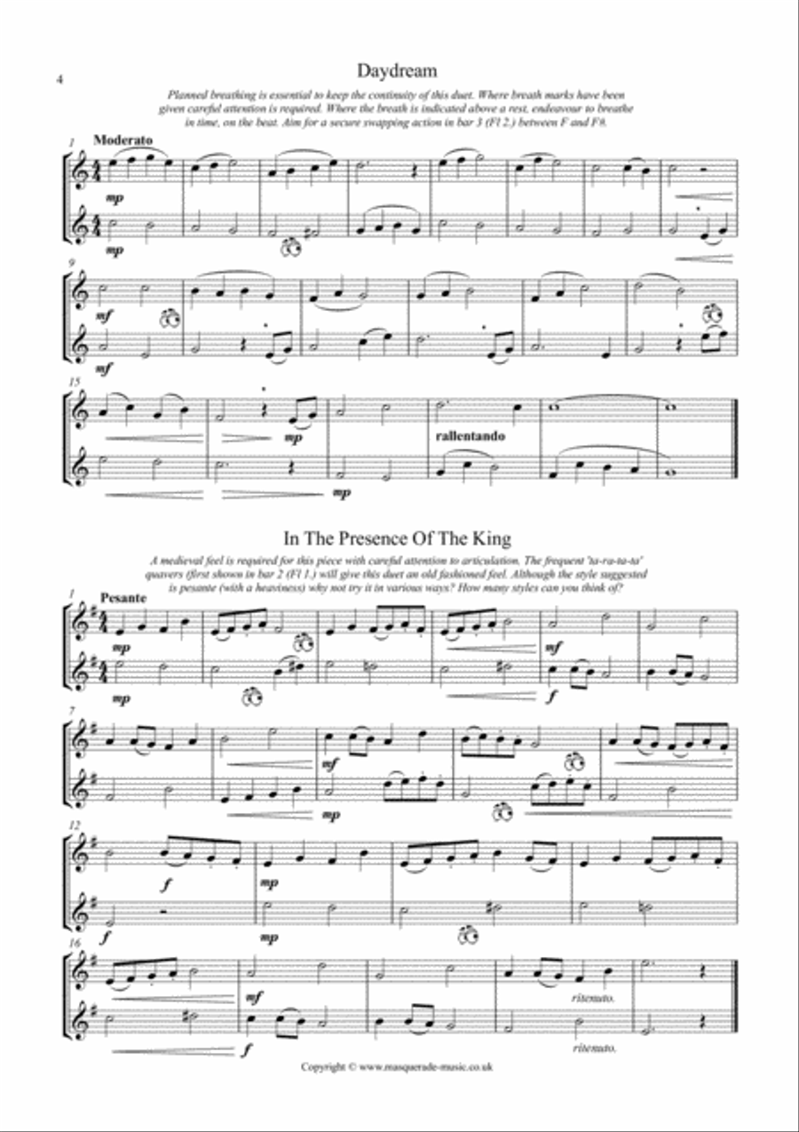 40 Graded Flute Duets (Grades 1-5) in various styles (Ragtime, Classical, Baroque, Comedy, Jazz, and Flute Duet scores gallery preview page 4