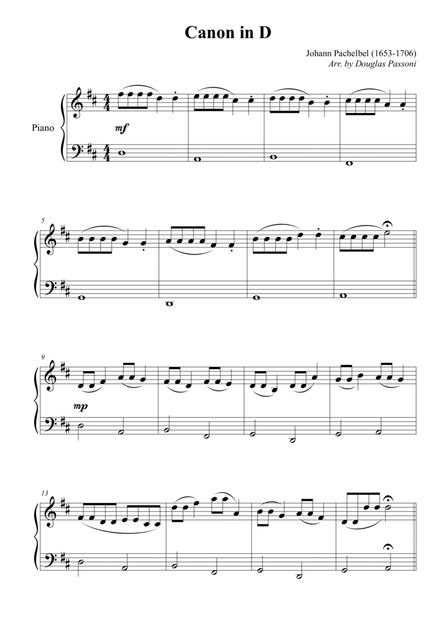 Pachelbel's Canon in D for piano Piano Method scores gallery preview page 1