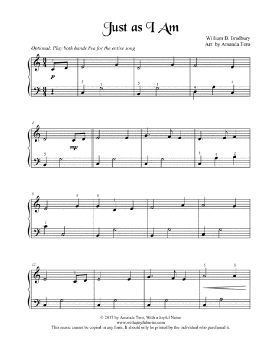 Just as I Am (without one plea) Piano Solo scores gallery preview page 3