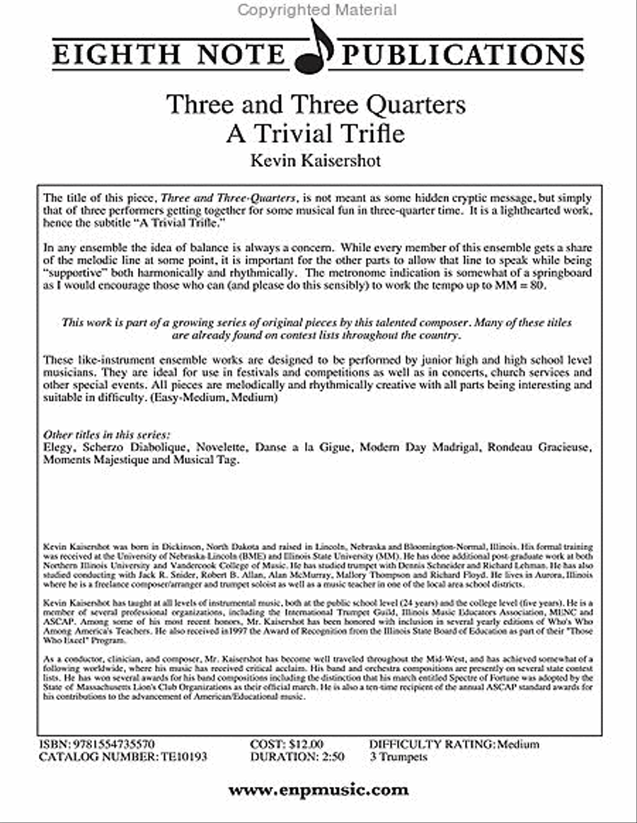 Three and Three Quarters Small Ensemble scores gallery preview page 2