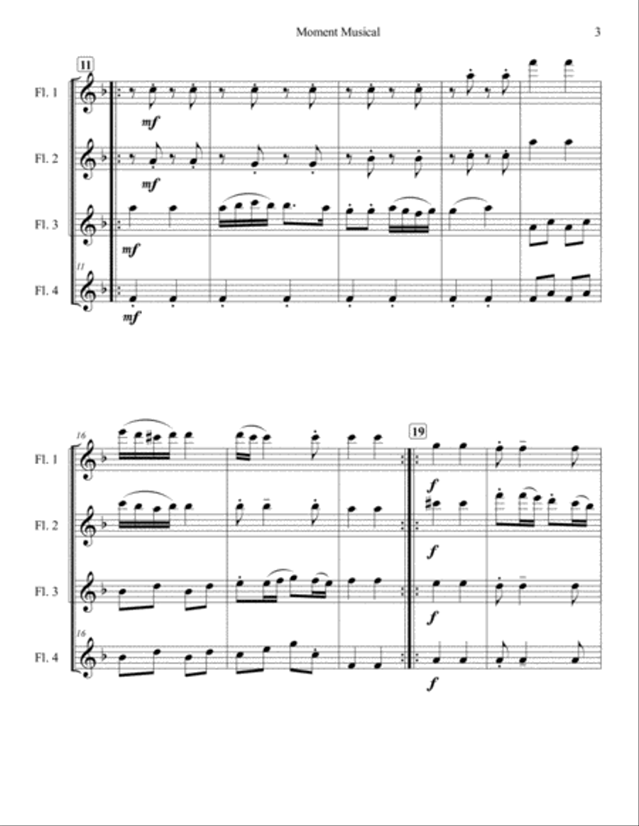 Moment Musical for Flute Quartet Flute Quartet scores gallery preview page 3