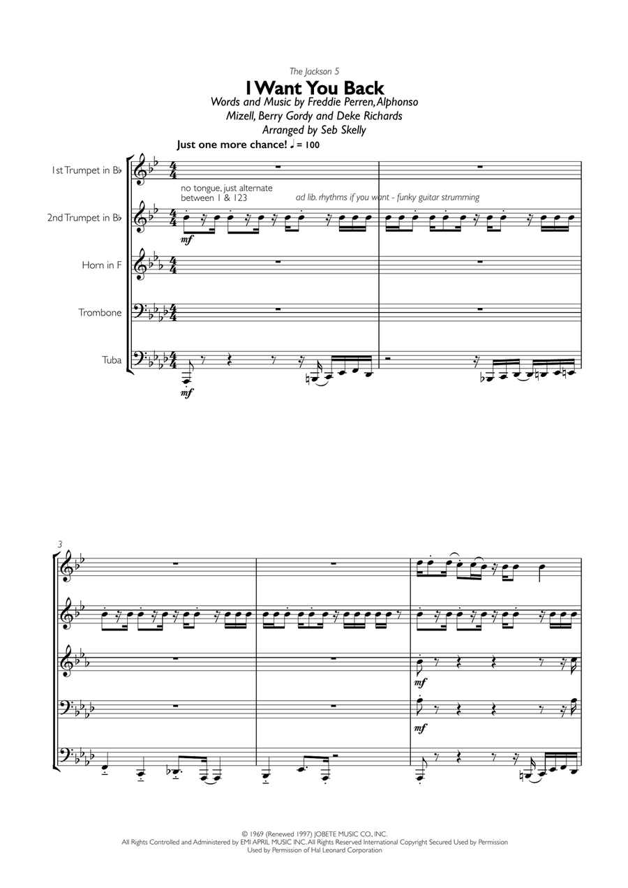 I Want You Back Brass Ensemble scores gallery preview page 1
