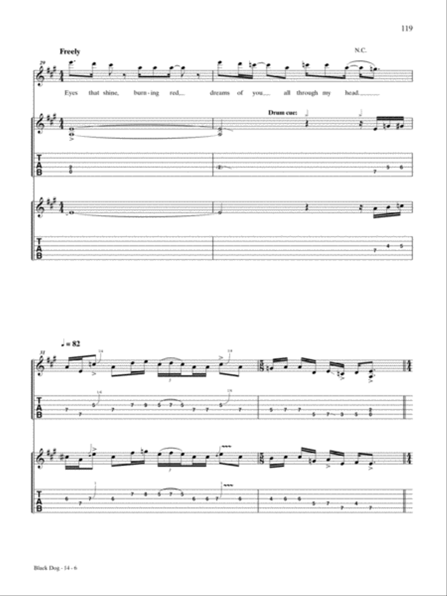 Black Dog Guitar Tablature scores gallery preview page 6