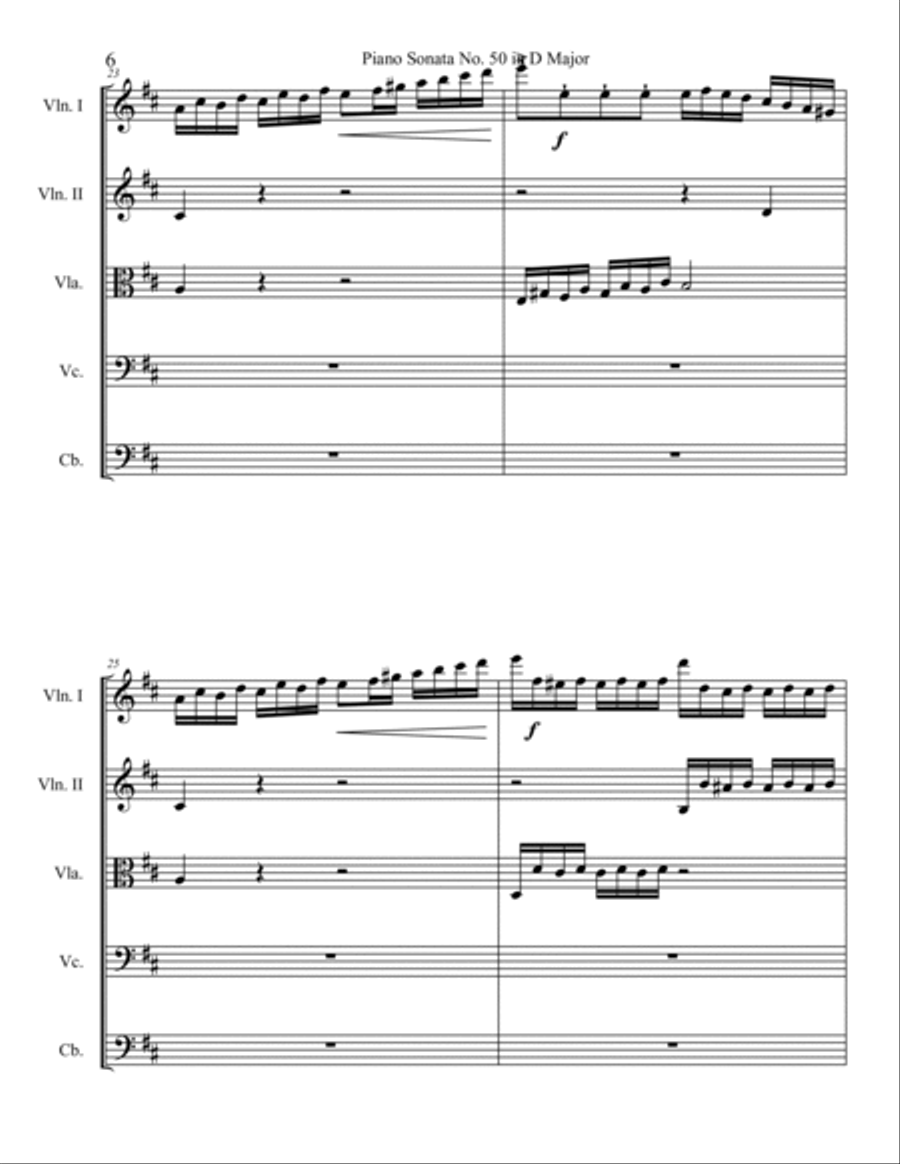 Piano Sonata in D major, Hob.XVI:37 String Orchestra scores gallery preview page 6