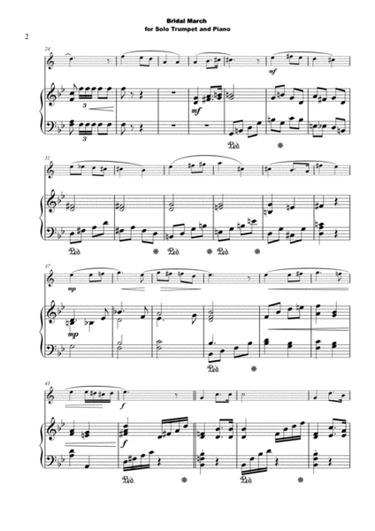 Bridal March, "Here Comes The Bride", for Solo Trumpet and Piano image number null