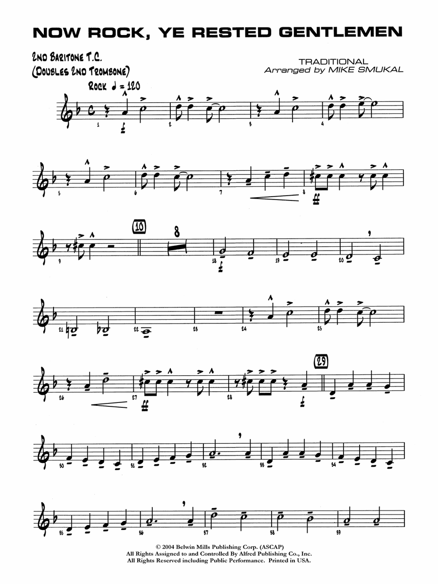 Now Rock, Ye Rested Gentlemen: 2nd Baritone T.C.