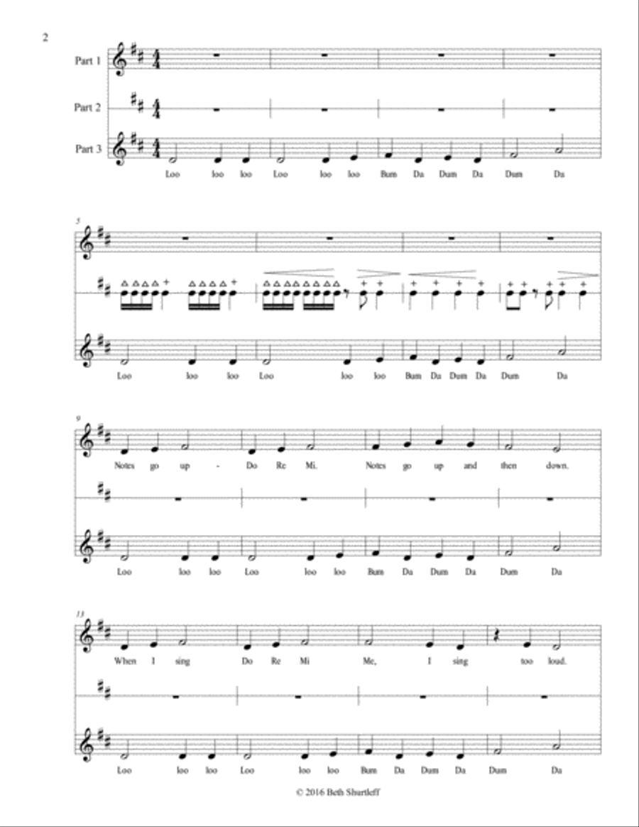 Rhythm Meets Solfege 2 or 3 Part Choir SSA scores gallery preview page 2