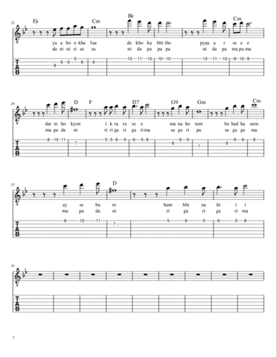 66 bollywood hits Guitar Tablature scores gallery preview page 5