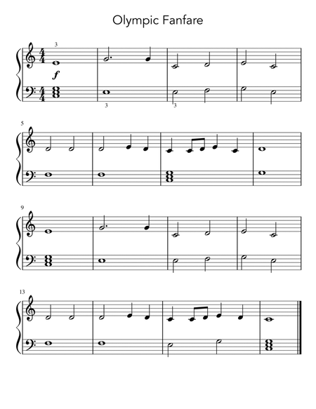 Olympic Fanfare (Olympic Theme) - Easy Beginner Piano Sheet Music image number null