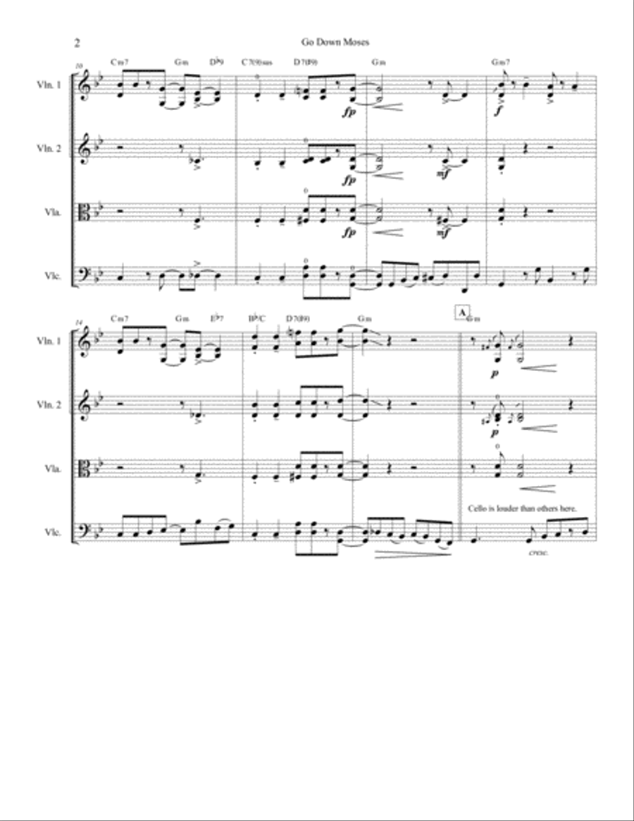 Go Down Moses - String Quartet String Quartet scores gallery preview page 3