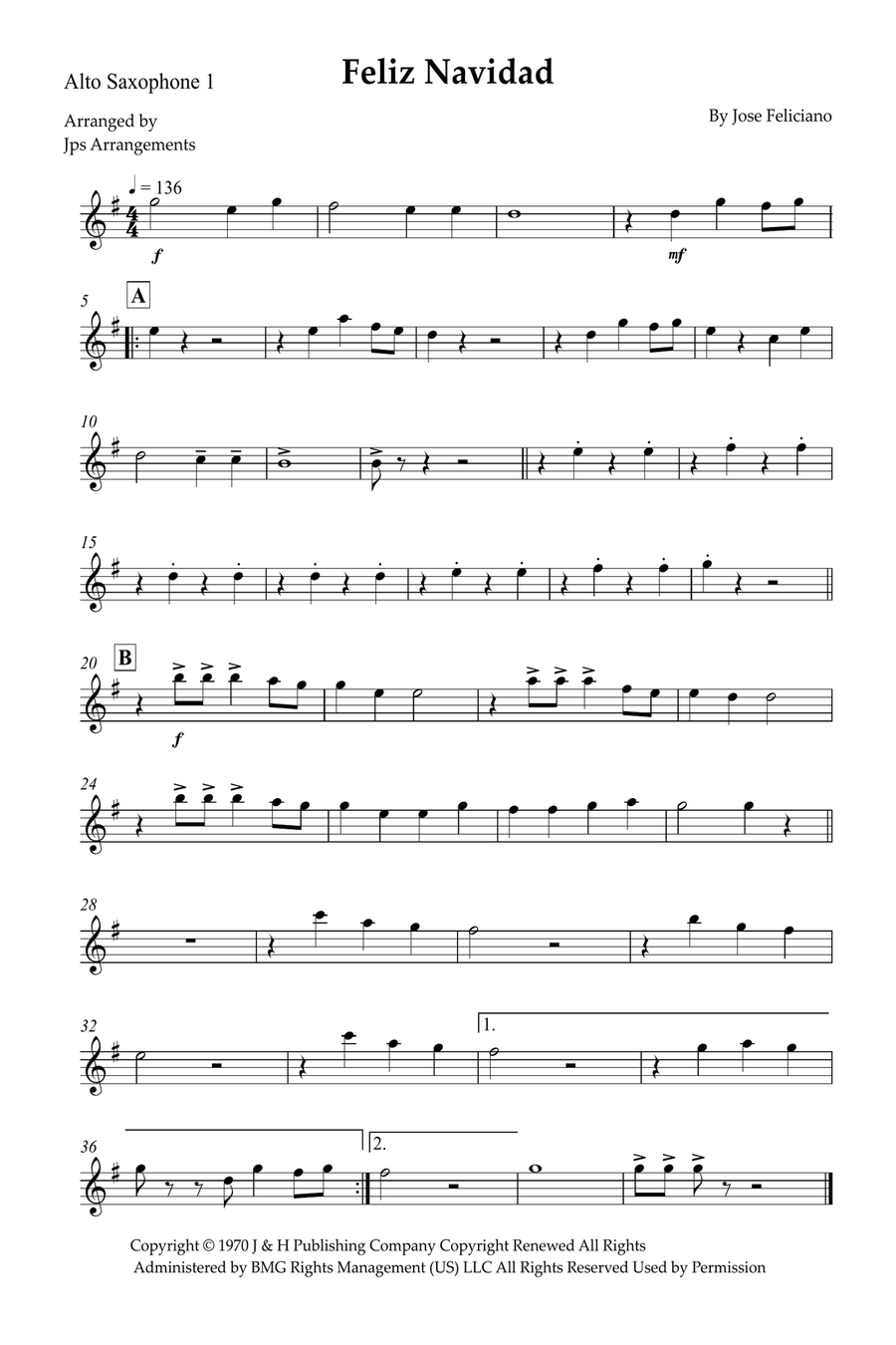 Feliz Navidad Feliz Navidad Saxophone Quartet scores gallery preview page 5