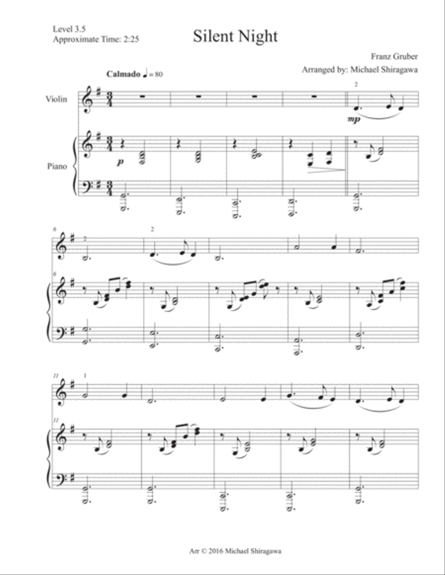 Silent Night - Violin Violin Solo scores gallery preview page 2