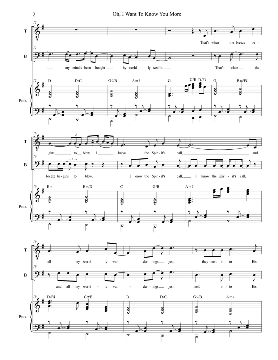 Oh, I Want To Know You More Tenor Voice scores gallery preview page 2