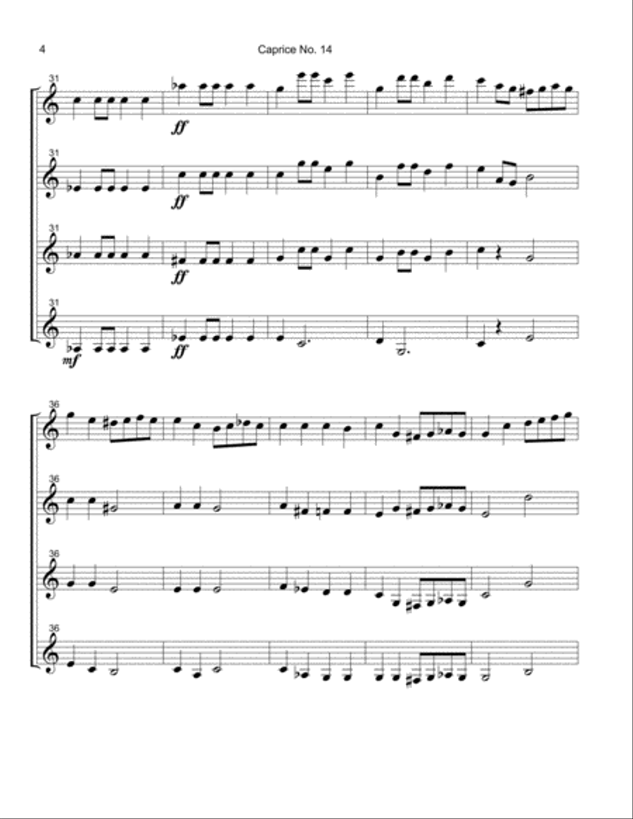 Caprice No. 14 Guitar Ensemble scores gallery preview page 5