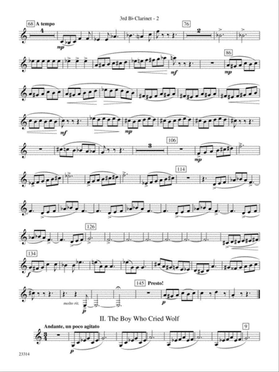 Aesop's Fables: 3rd B-flat Clarinet Concert Band scores gallery preview page 2