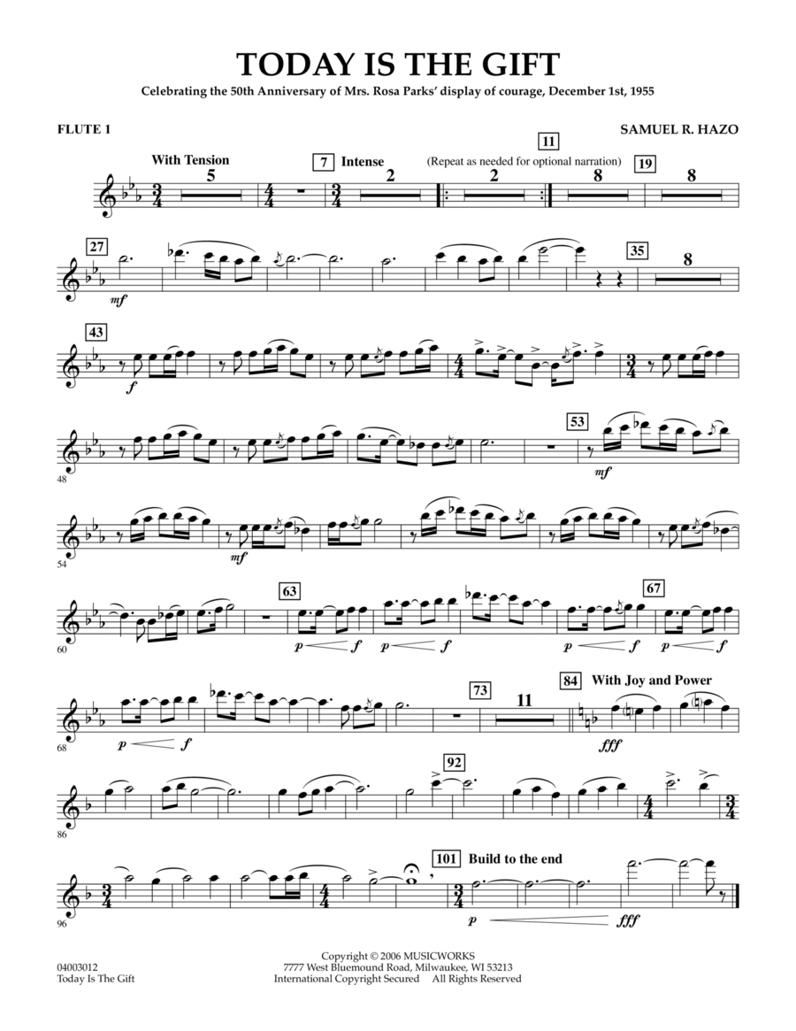 Today Is The Gift - Flute 1 Concert Band scores gallery preview page 1