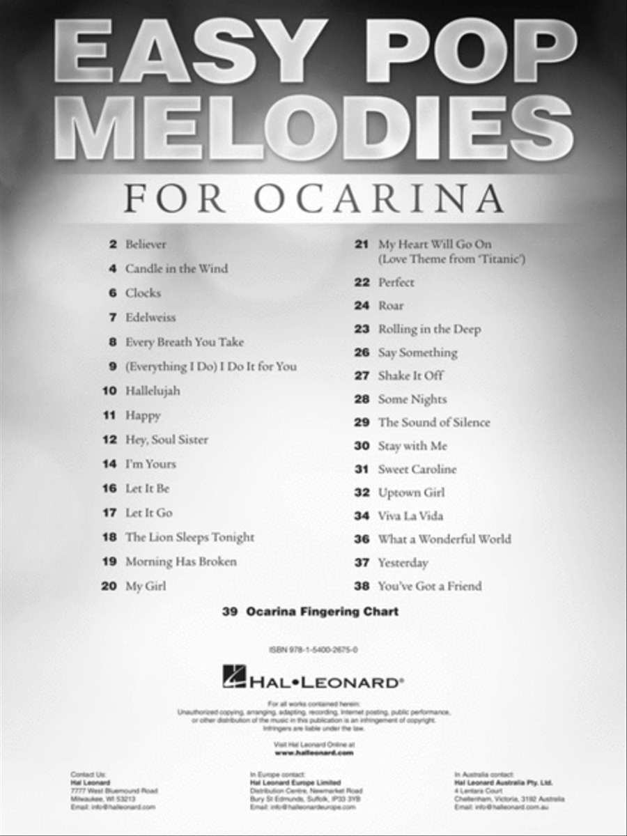 Easy Pop Melodies for Ocarina ocarina scores gallery preview page 2