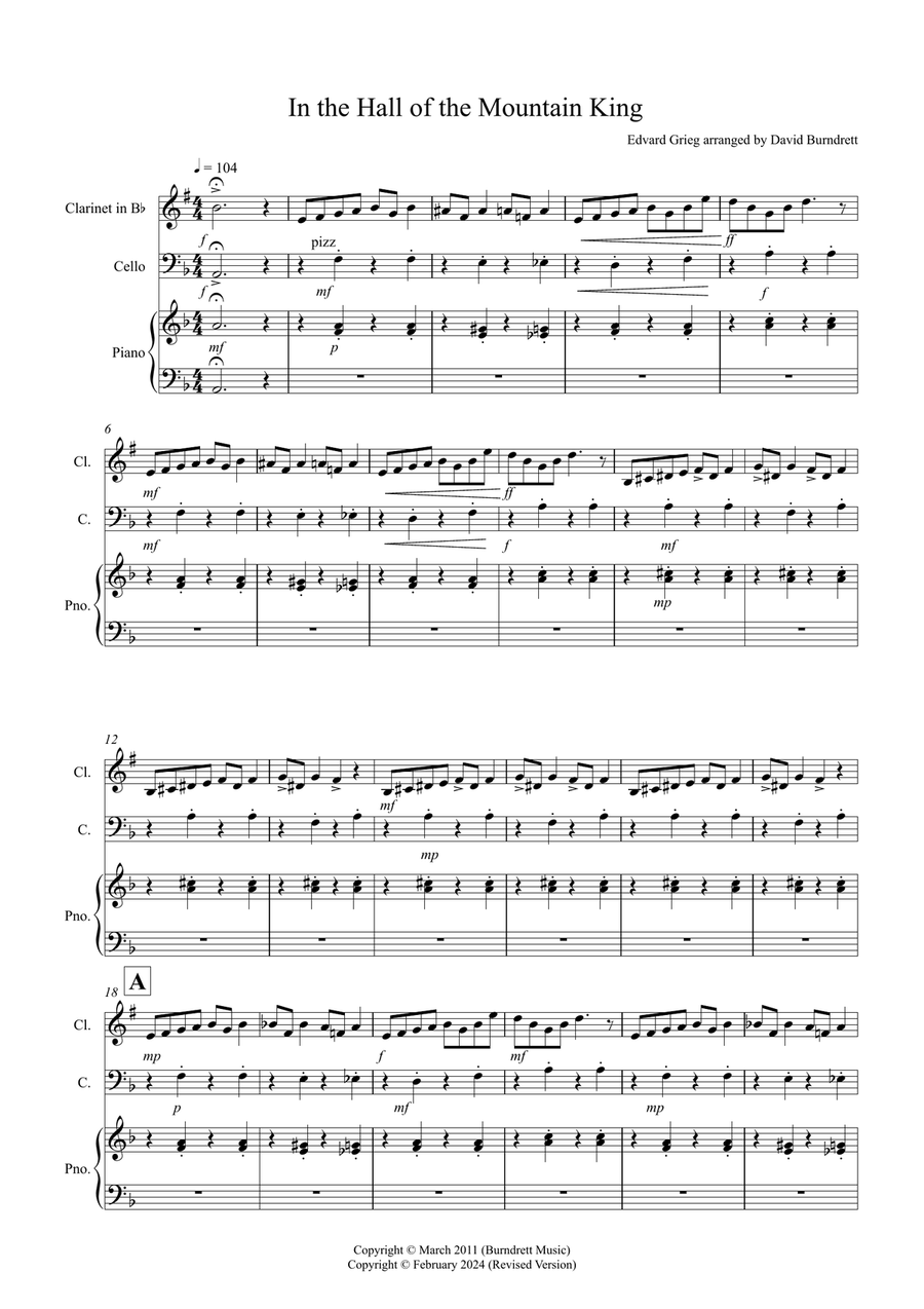 In the Hall of the Mountain King for Clarinet and Cello Duet