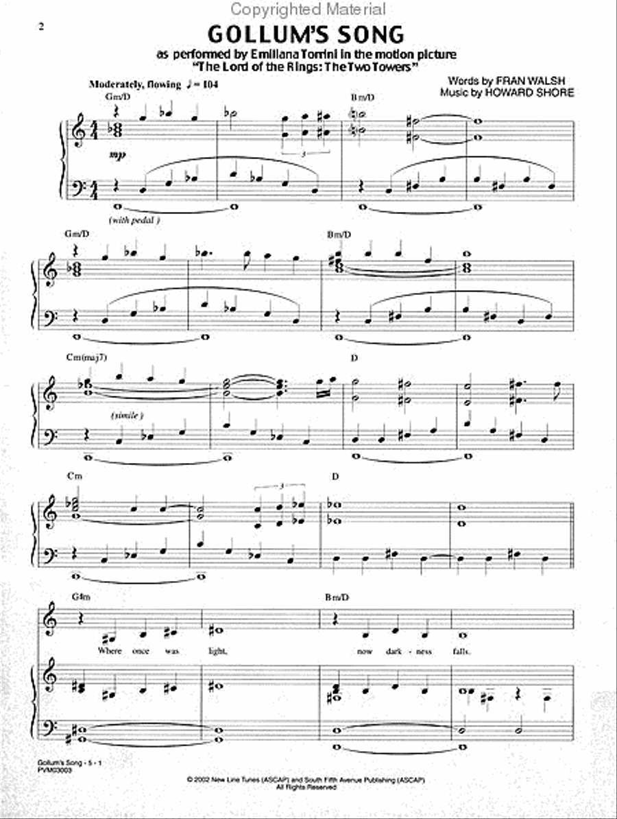 Gollum's Song (from The Lord of the Rings: The Two Towers) Small Ensemble scores gallery preview page 2