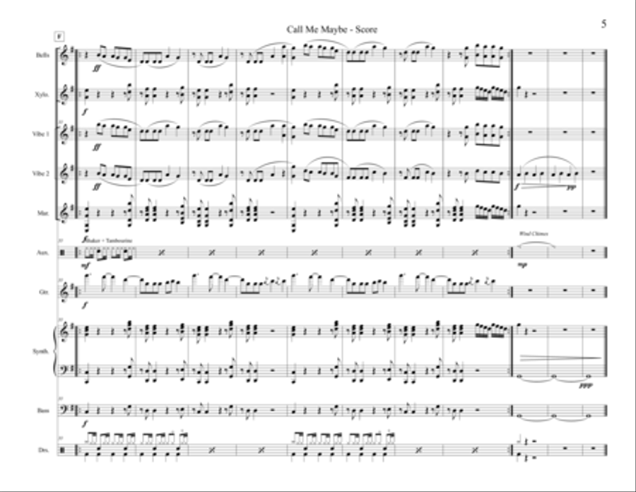 Call Me Maybe Percussion Ensemble scores gallery preview page 5