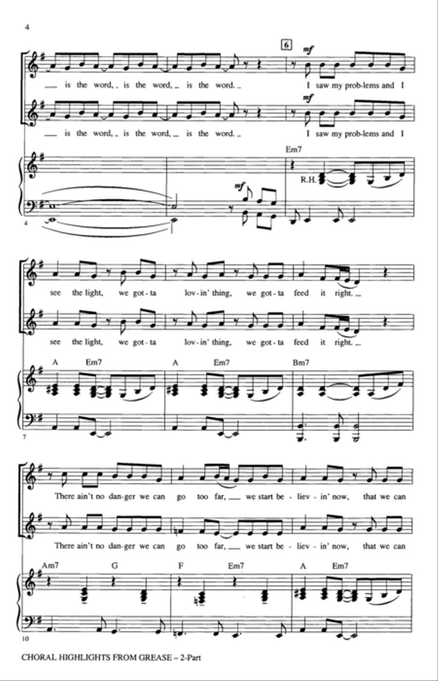Choral Highlights from Grease 2-Part scores gallery preview page 2