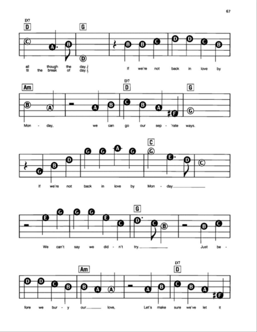 If We're Not Back In Love By Monday Easy Piano scores gallery preview page 2