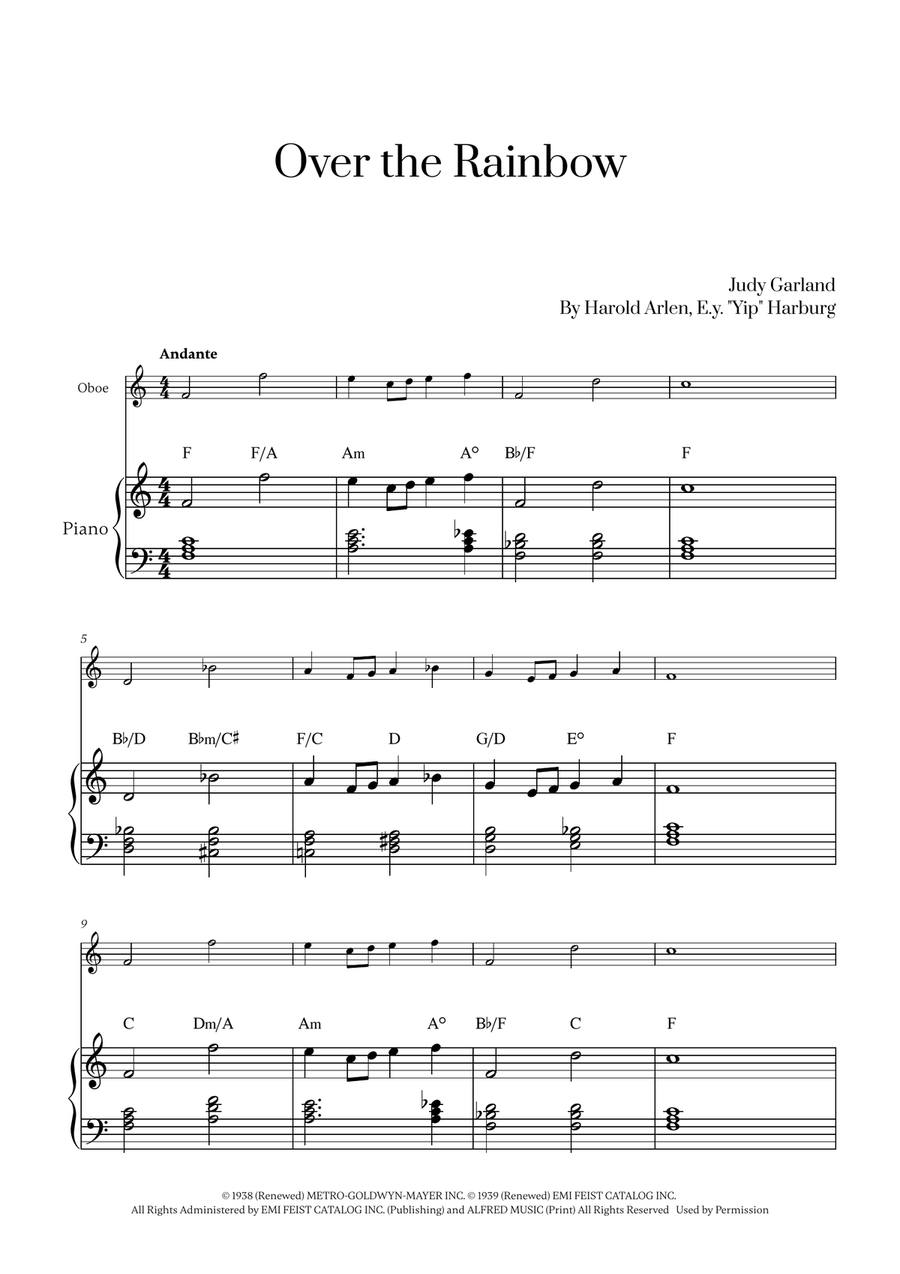 Over The Rainbow Piano scores gallery preview page 1