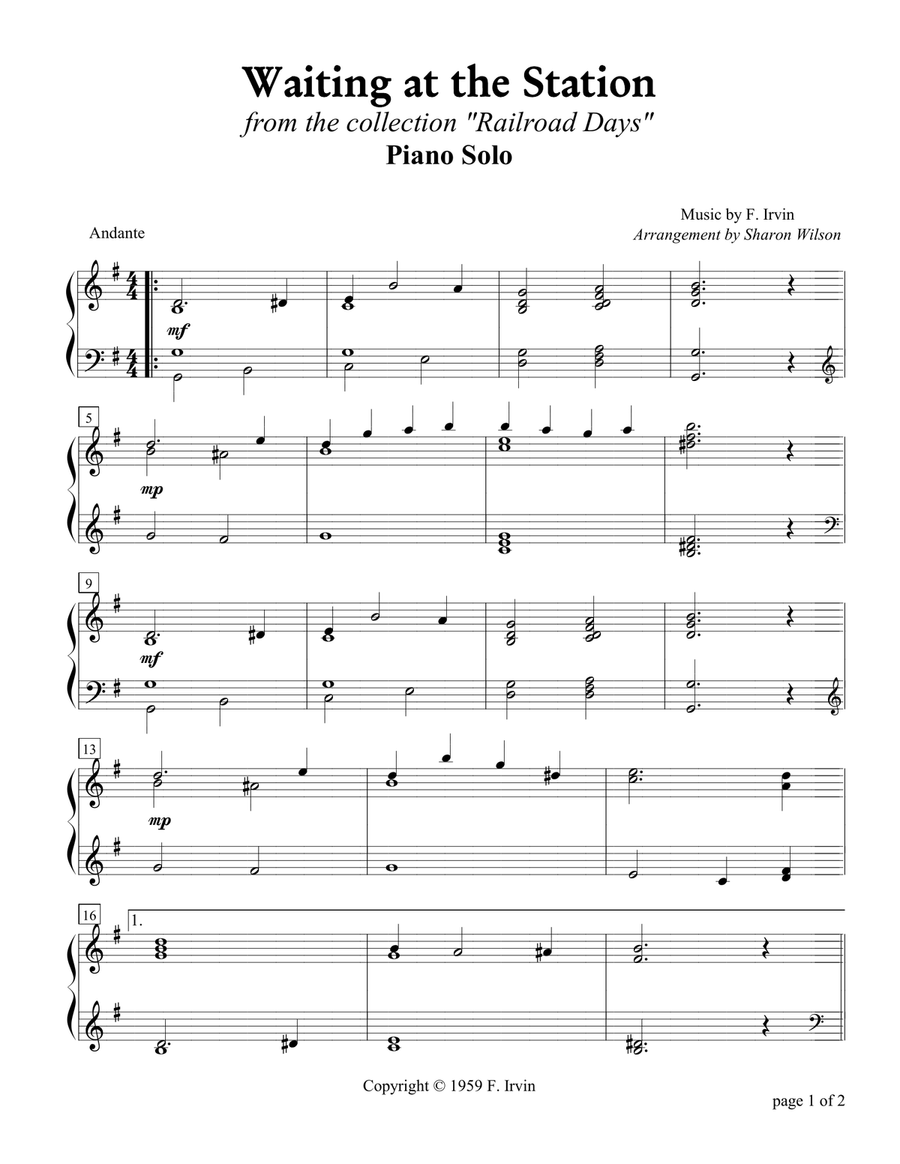 Waiting at the Station Piano Method scores gallery preview page 1