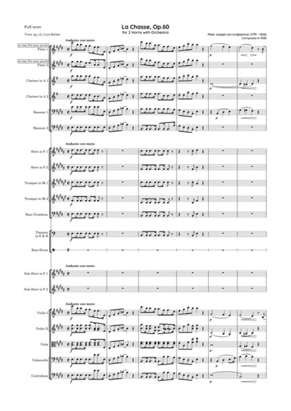 Lindpaintner - La Chasse, Op.60 for 2 Horns with Orchestra image number null