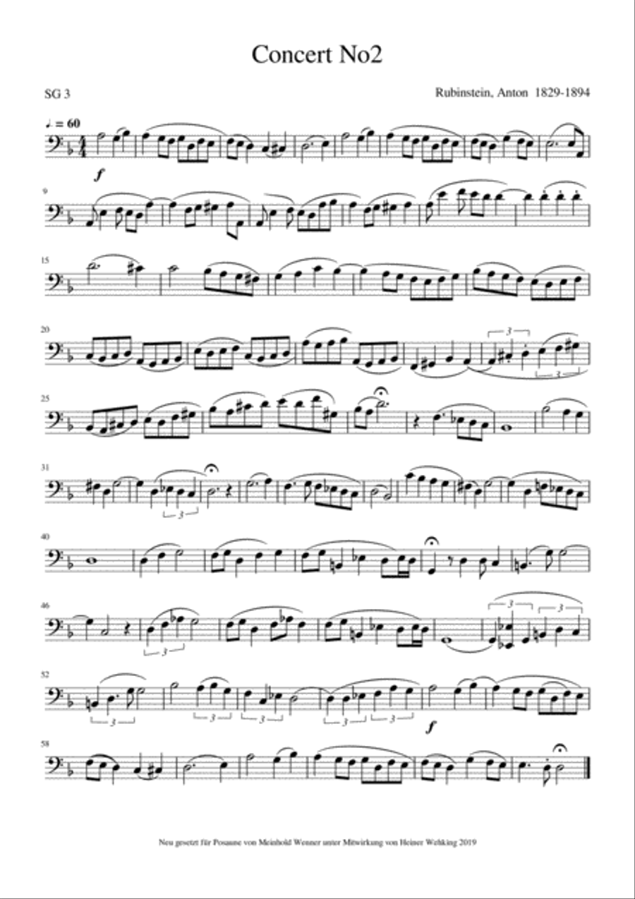 3 Pieces Rubinstein, Anton Trombone Solo Posaune Soli Stück Stücke Piece Pieces Trombón harsona Trombone Solo scores gallery preview page 2