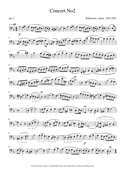 3 Pieces Rubinstein, Anton Trombone Solo Posaune Soli Stück Stücke Piece Pieces Trombón harsona