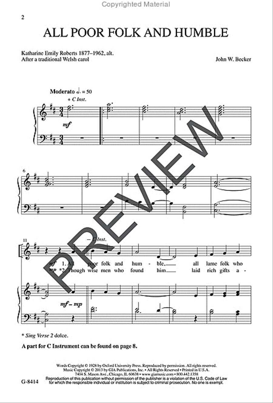 All Poor Folk and Humble Unison Choir scores gallery preview page 2