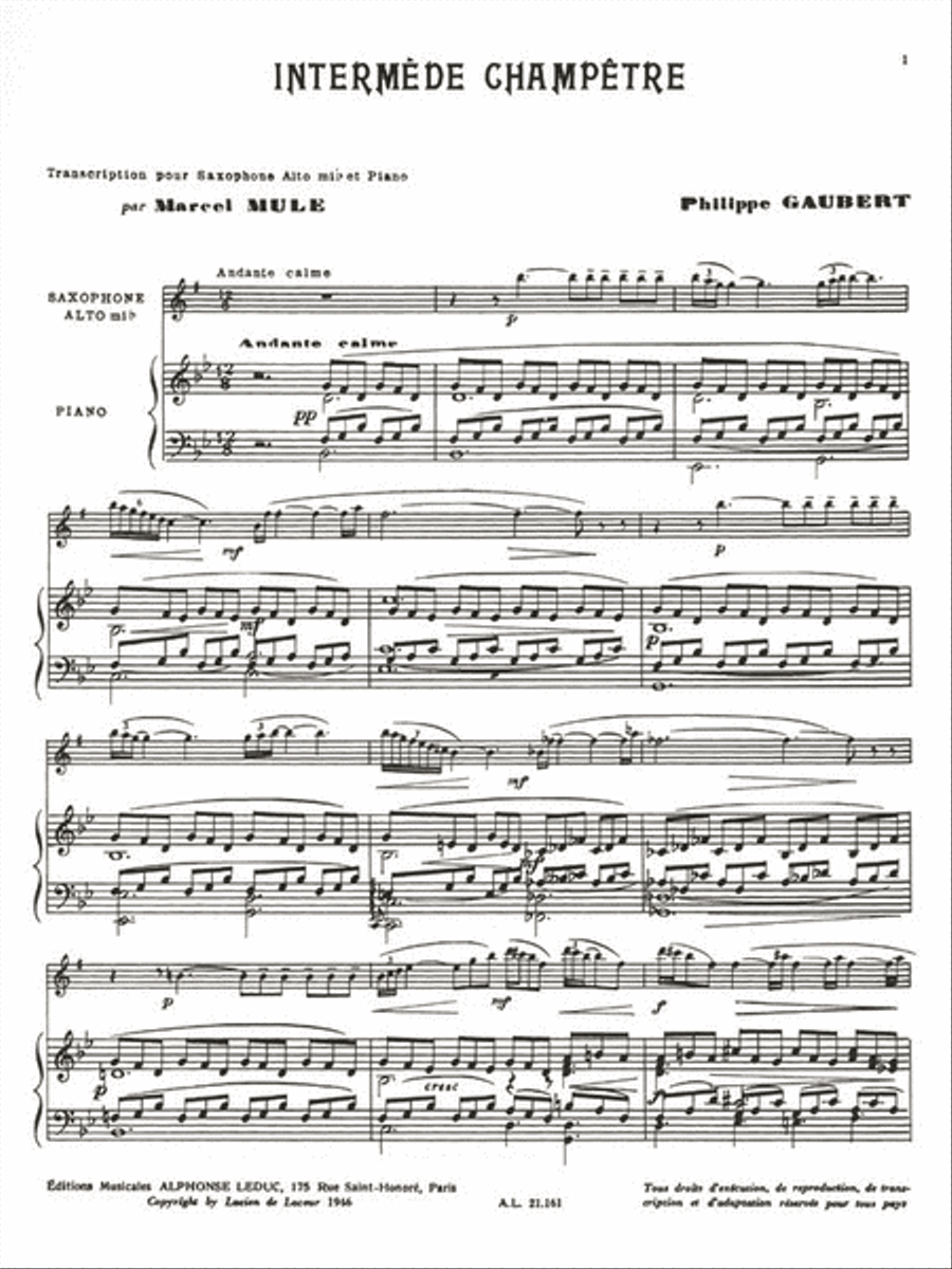 Intermede Champetre (saxophone-alto & Piano) Saxophone scores gallery preview page 2
