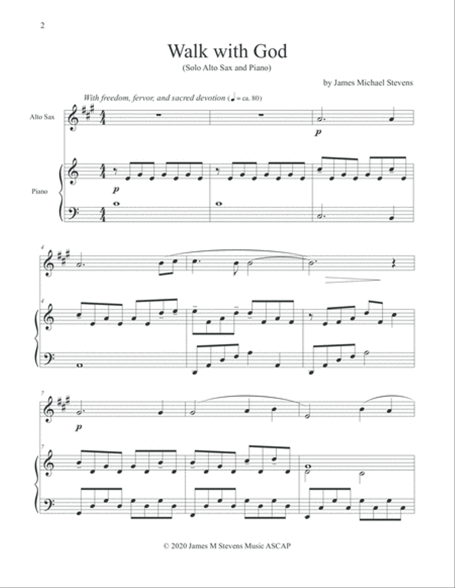 Walk with God - Alto Sax & Piano Alto Saxophone scores gallery preview page 2