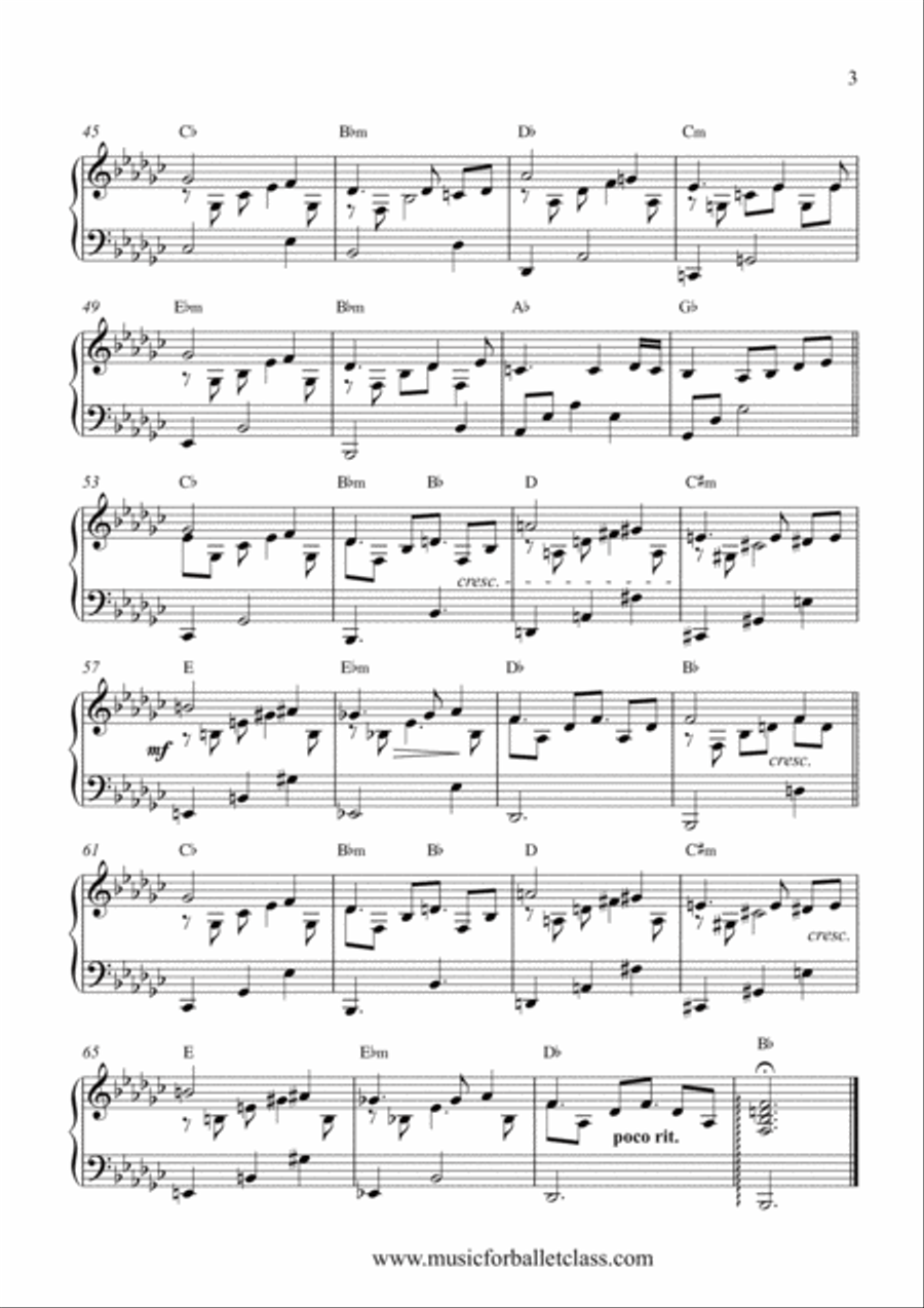 Sheet Music for Ballet Class - Complete class with barre and center exercises. 26 pieces/71 pages. Piano Method scores gallery preview page 6