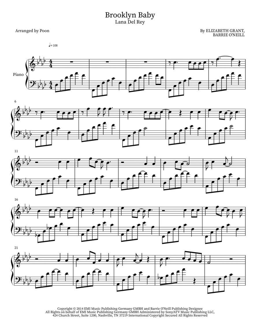 Brooklyn Baby Brooklyn Baby Piano scores gallery preview page 1
