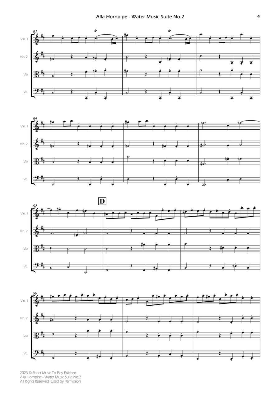 Alla Hornpipe by Handel - String Quartet (Full Score and Parts) String Quartet scores gallery preview page 5