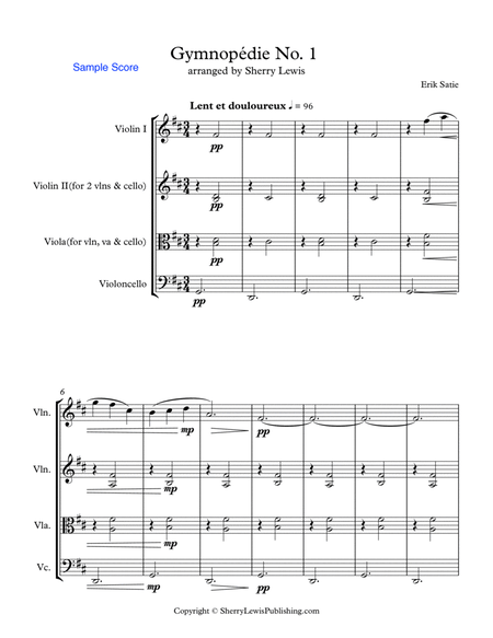 GYMNOPÉDIE NOS.1,2,3 String Trio, Intermediate Level for 2 violins and cello or violin, viola and ce image number null