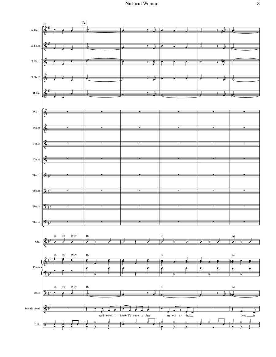 (you Make Me Feel Like) A Natural Woman Jazz Ensemble scores gallery preview page 3