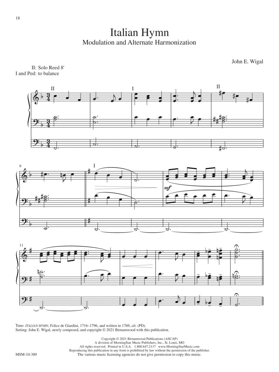 Italian Hymn (Downloadable Modulation and Alternate Harmonization)