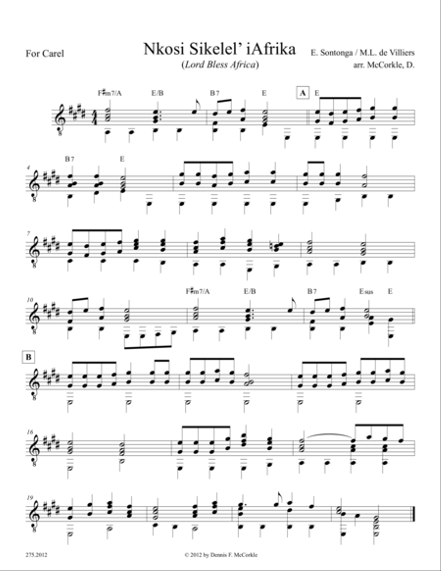 Nkosi Sikelel' iAfrica (Lord Bless Africa) Guitar Solo scores gallery preview page 1