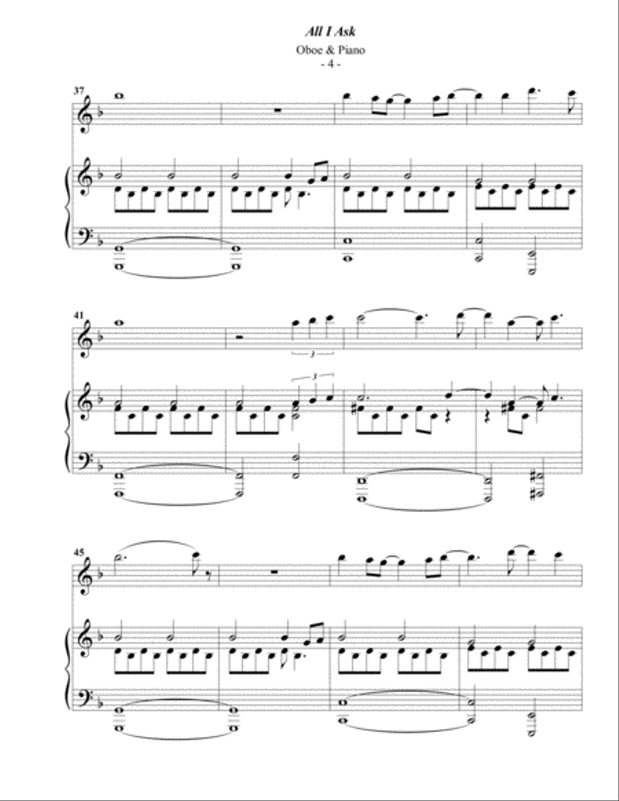 All I Ask Piano scores gallery preview page 4