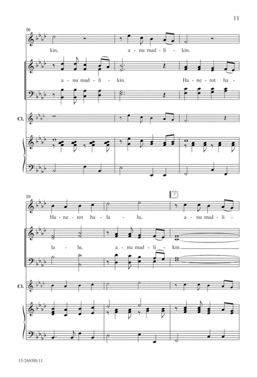 Hanerot Halalu (Light the Candles) 4-Part scores gallery preview page 11