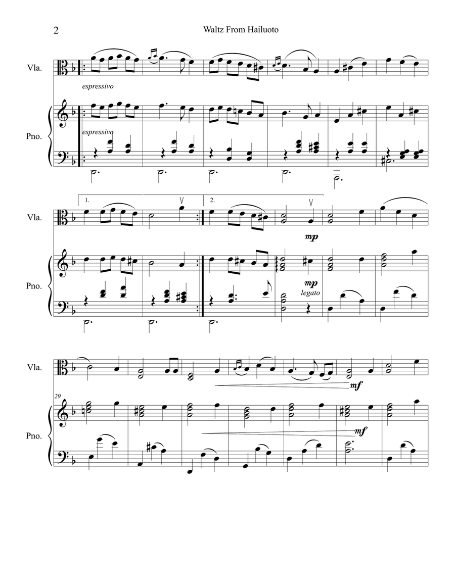 Waltz From Hailuato Viola scores gallery preview page 2