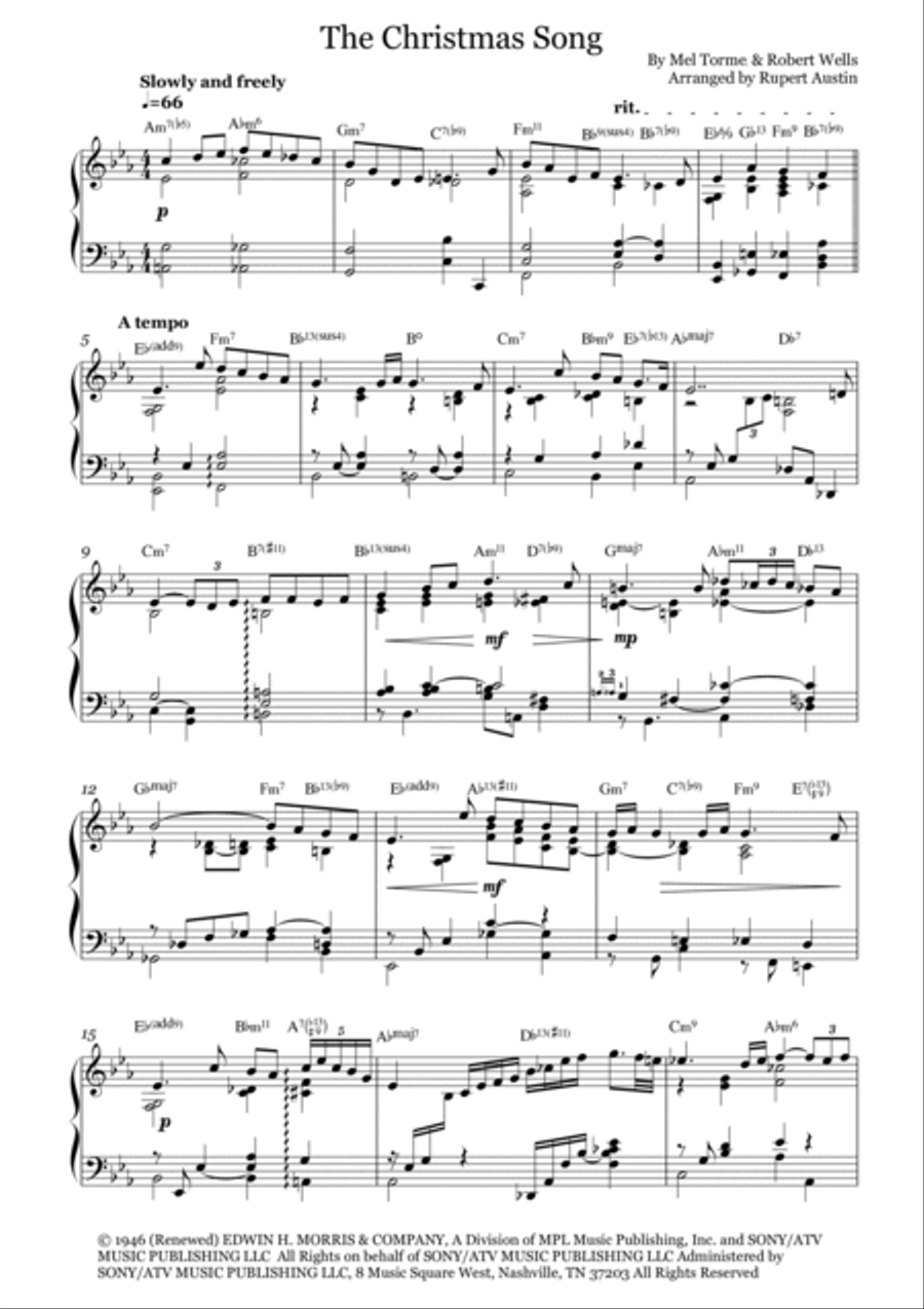 The Christmas Song (chestnuts Roasting On An Open Fire) Piano Solo scores gallery preview page 2