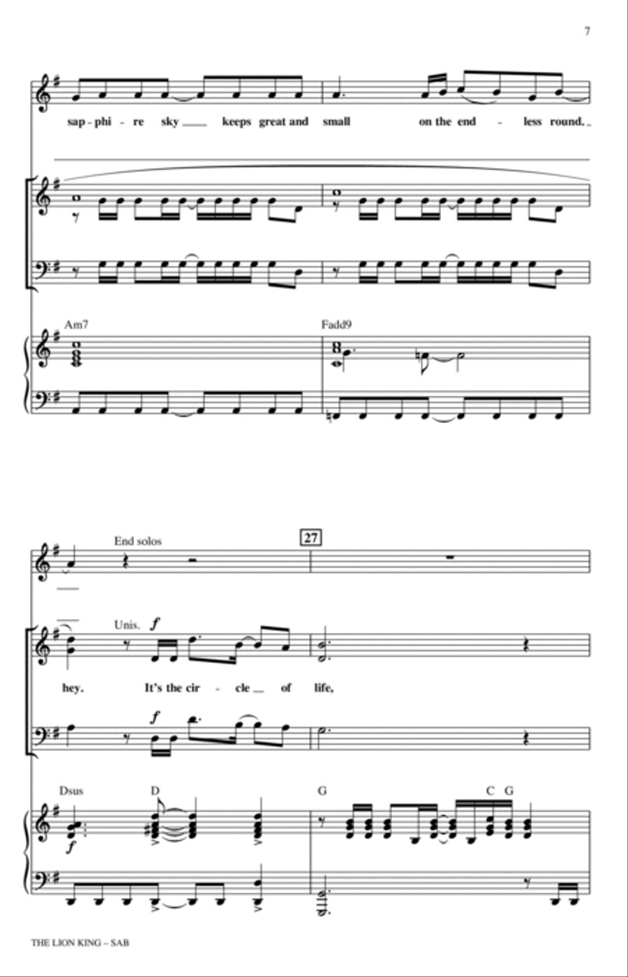 The Lion King (Medley) (arr. Mark Brymer) 3-Part scores gallery preview page 6