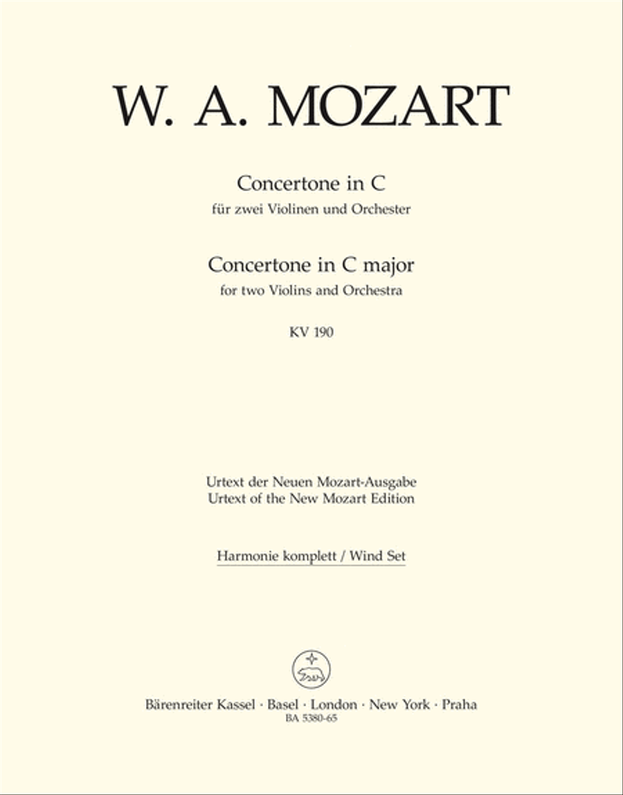 Concertone for two Violins and Orchestra C major, KV 190 (166b, KV6:186 E) Violin scores gallery preview page 1